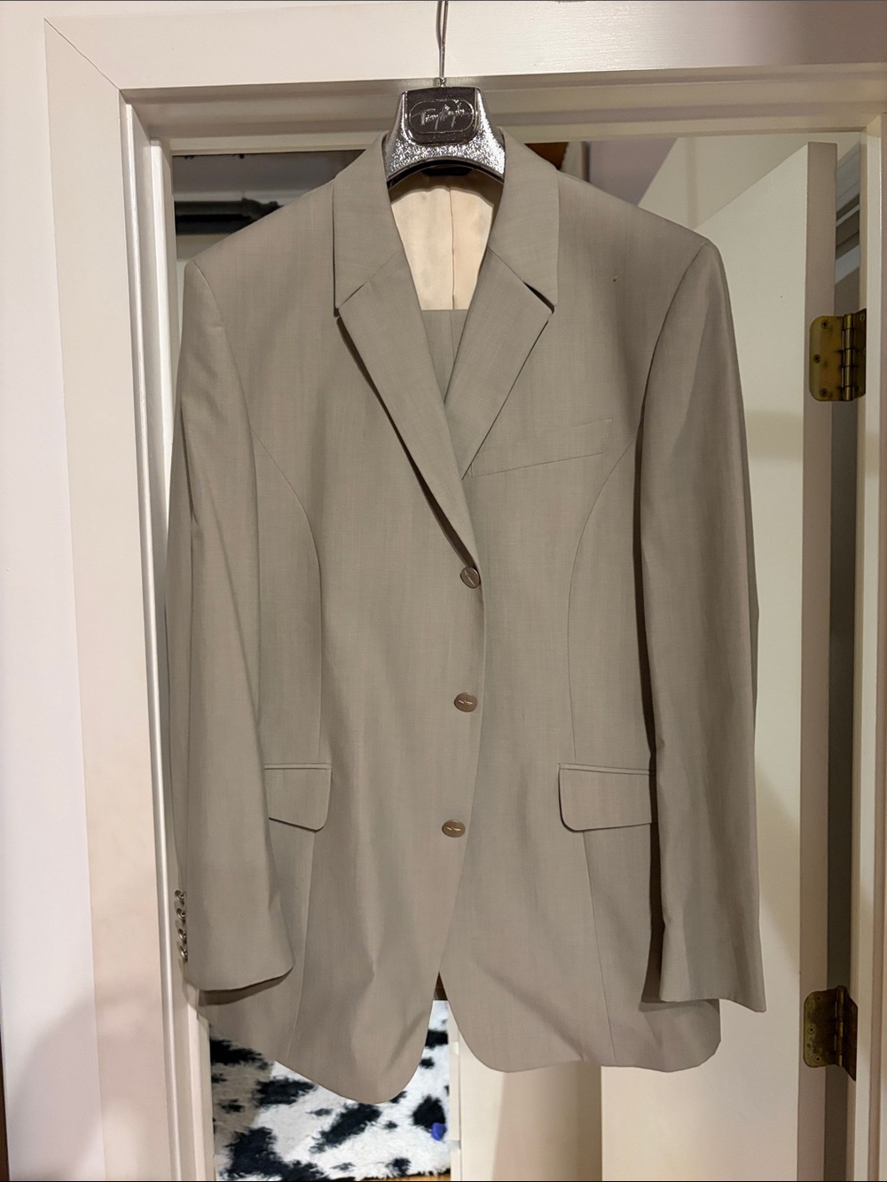 Vintage Thierry Mugler Light Taupe Men's Three-Button Suit Jacket… early 2000s
